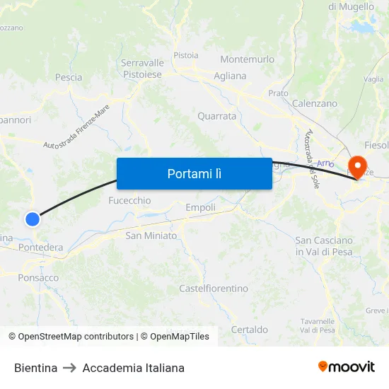 Bientina to Accademia Italiana map
