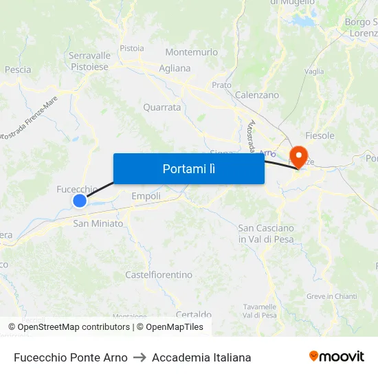 Fucecchio Ponte Arno to Accademia Italiana map