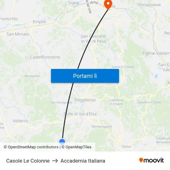 Casole Le Colonne to Accademia Italiana map