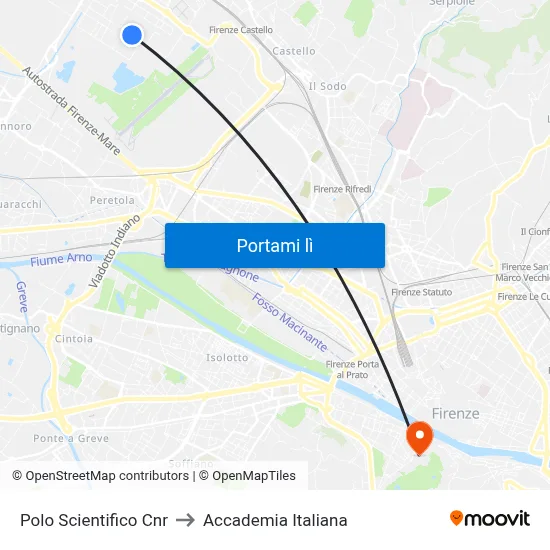Polo Scientifico Cnr to Accademia Italiana map
