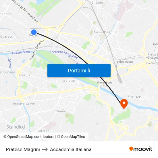 Pratese Magrini to Accademia Italiana map