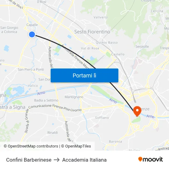 Confini Barberinese to Accademia Italiana map