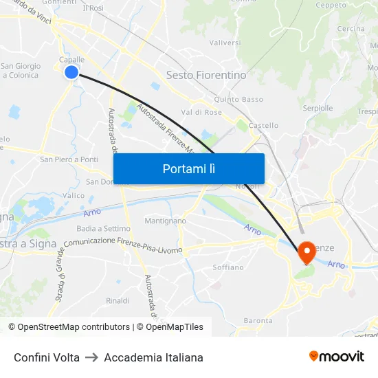 Confini Volta to Accademia Italiana map