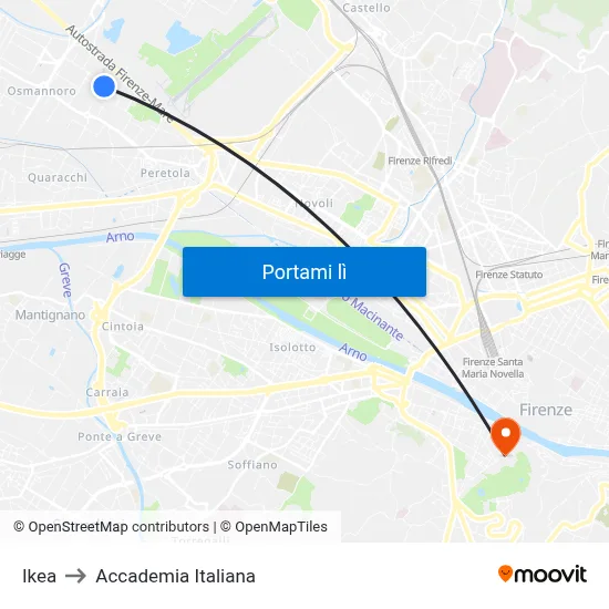 Ikea to Accademia Italiana map