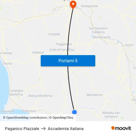 Paganico Piazzale to Accademia Italiana map