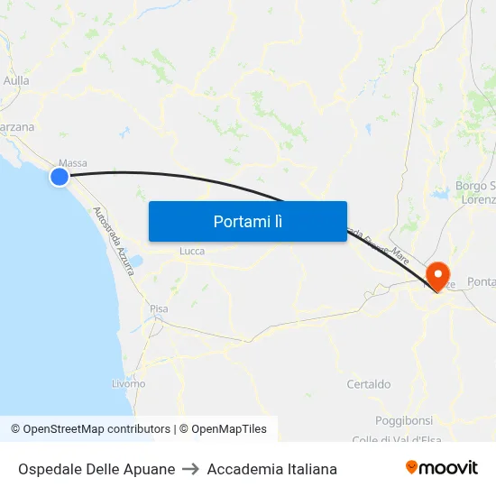 Ospedale Delle Apuane to Accademia Italiana map