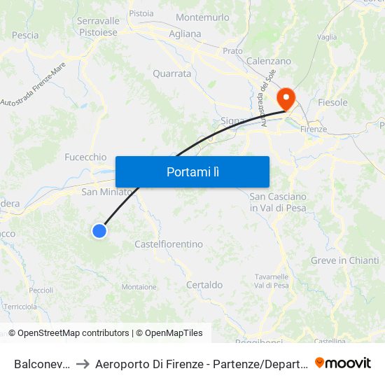 Balconevisi to Aeroporto Di Firenze - Partenze / Departures map