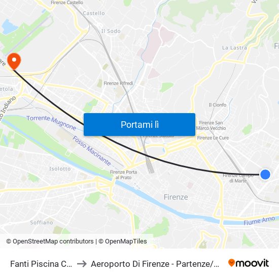 Fanti  Piscina Costoli to Aeroporto Di Firenze - Partenze / Departures map