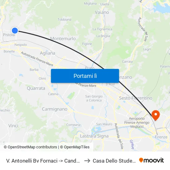 V. Antonelli Bv Fornaci -> Candeglia to Casa Dello Studente map