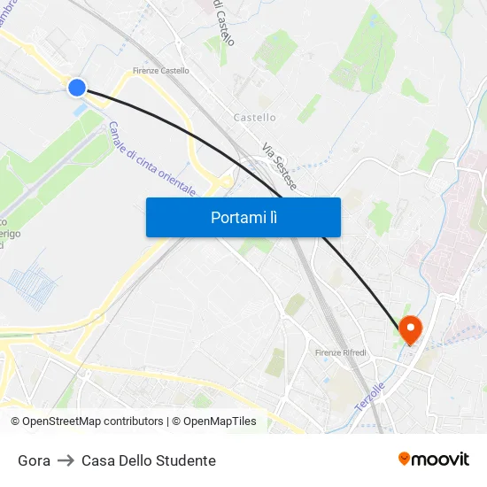 Gora to Casa Dello Studente map