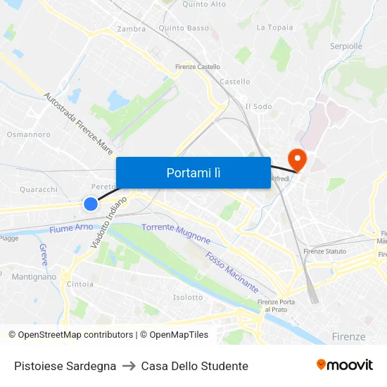 Pistoiese Sardegna to Casa Dello Studente map