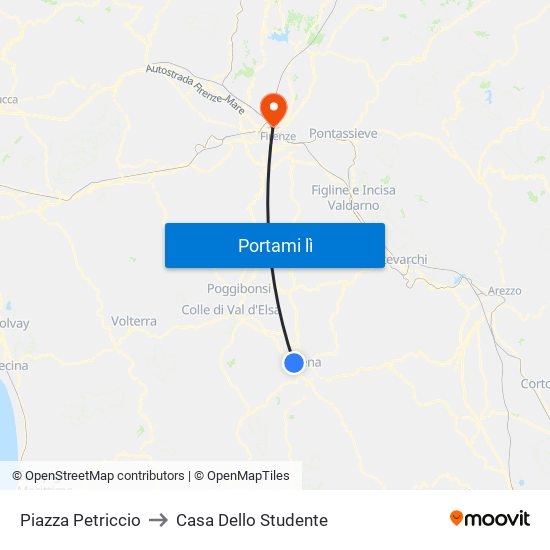 Piazza Petriccio to Casa Dello Studente map