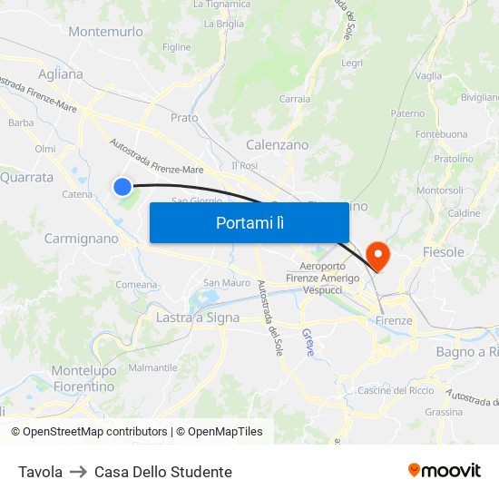 Tavola to Casa Dello Studente map