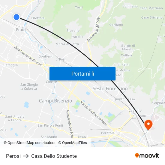 Perosi to Casa Dello Studente map