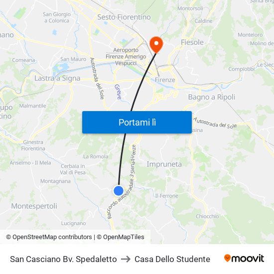 San Casciano Bv. Spedaletto to Casa Dello Studente map