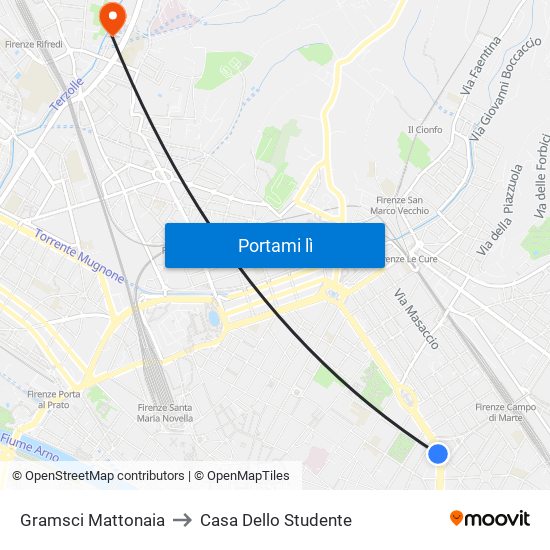 Gramsci Mattonaia to Casa Dello Studente map