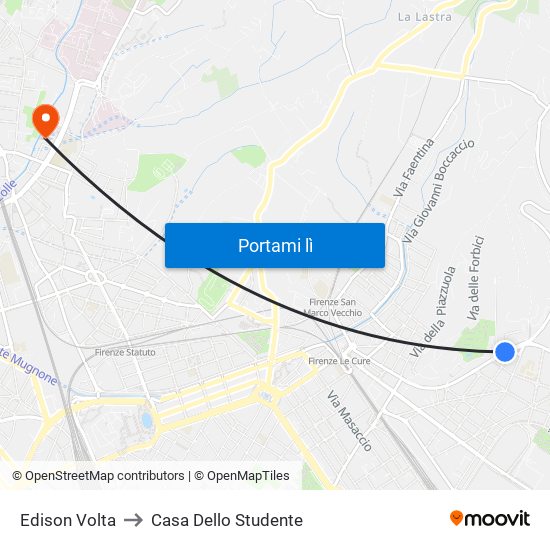 Edison Volta to Casa Dello Studente map