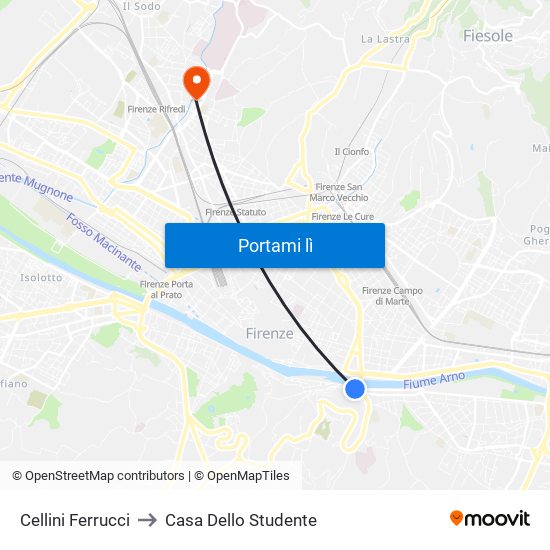 Cellini Ferrucci to Casa Dello Studente map