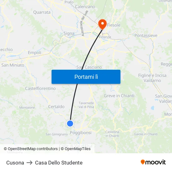 Cusona to Casa Dello Studente map