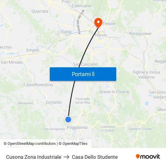 Cusona Zona Industriale to Casa Dello Studente map
