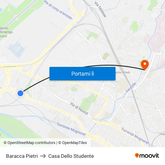 Baracca Pietri to Casa Dello Studente map