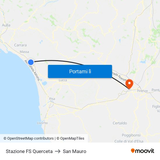 Stazione FS Querceta to San Mauro map