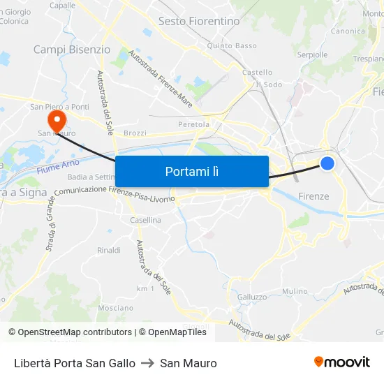 Libertà Porta San Gallo to San Mauro map