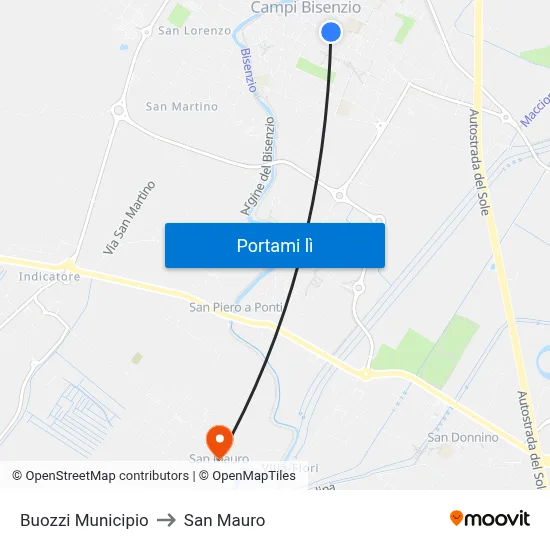 Buozzi Municipio to San Mauro map