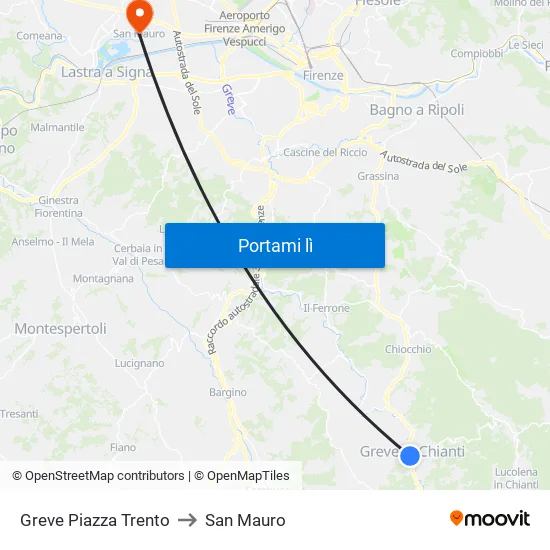 Greve Piazza Trento to San Mauro map