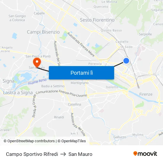 Campo Sportivo Rifredi to San Mauro map