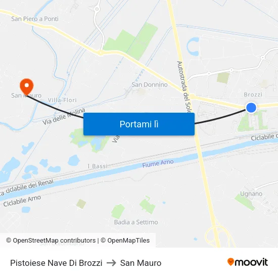 Pistoiese Nave Di Brozzi to San Mauro map
