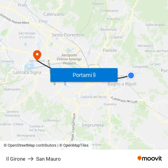 Il Girone to San Mauro map