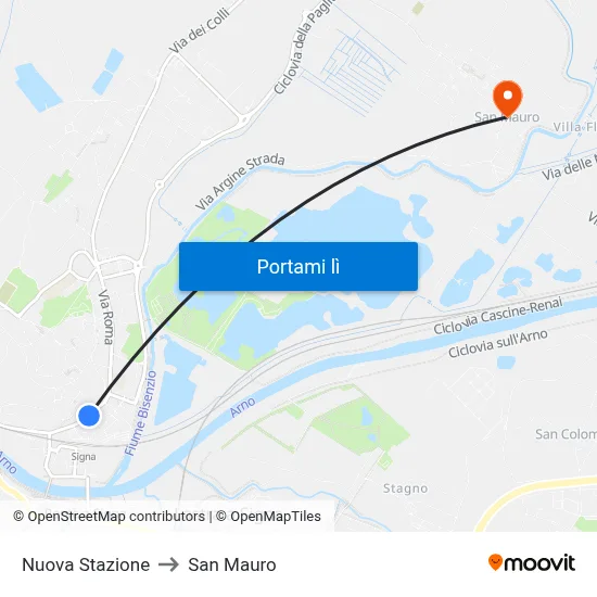 Nuova Stazione to San Mauro map