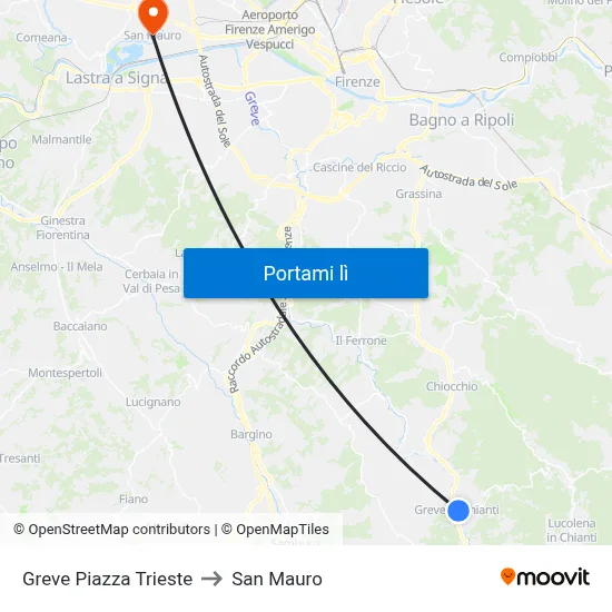 Greve Piazza Trieste to San Mauro map
