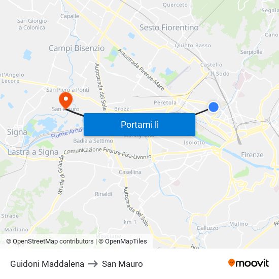Guidoni Maddalena to San Mauro map