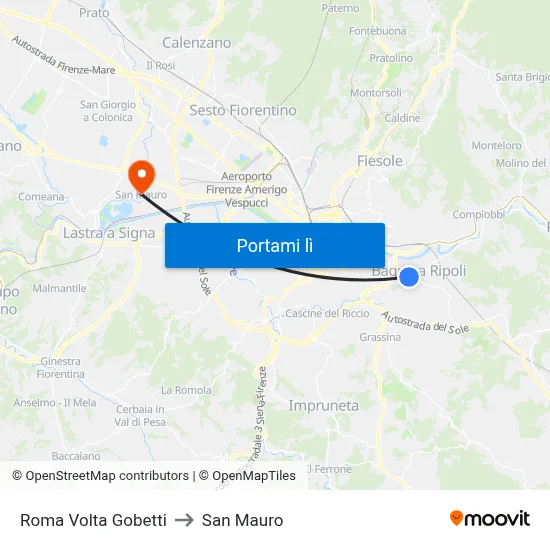 Roma Volta Gobetti to San Mauro map