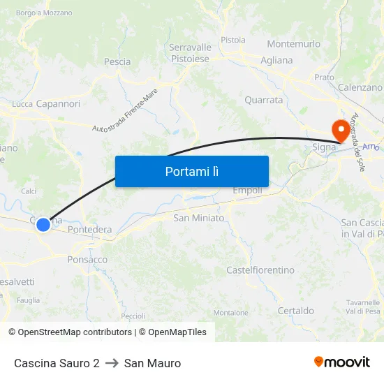 Cascina Sauro 2 to San Mauro map