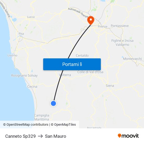 Canneto Sp329 to San Mauro map