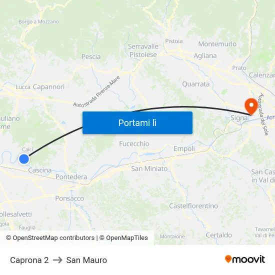 Caprona 2 to San Mauro map