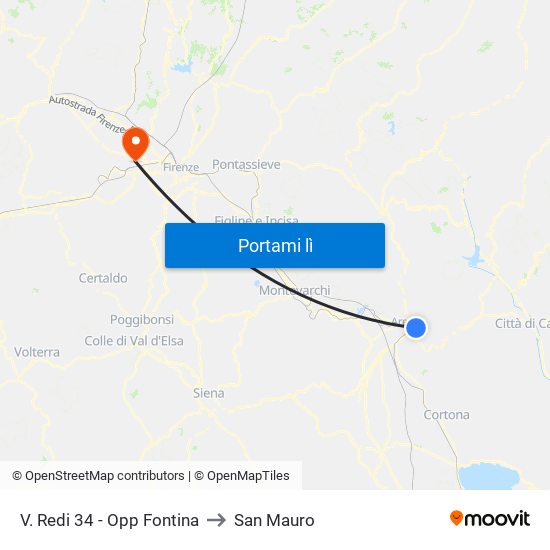 V. Redi 34 - Opp Fontina to San Mauro map