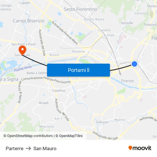 Parterre to San Mauro map