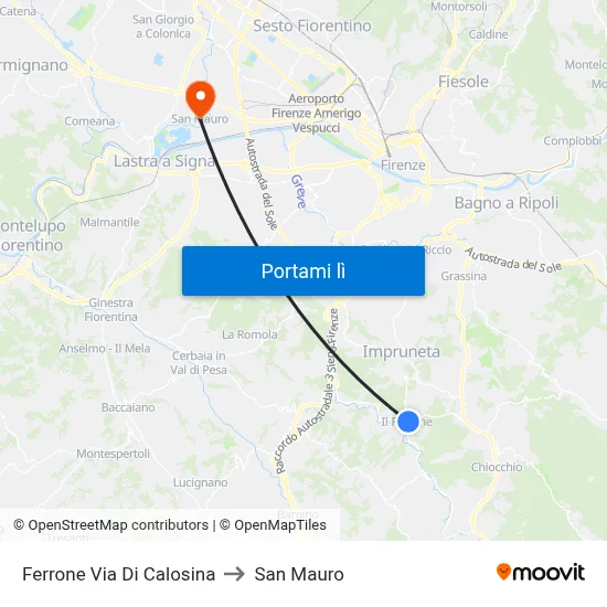 Ferrone Via Di Calosina to San Mauro map