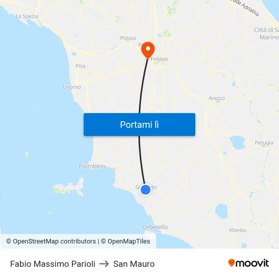 Fabio Massimo Parioli to San Mauro map