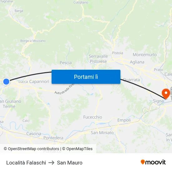 Località Falaschi to San Mauro map