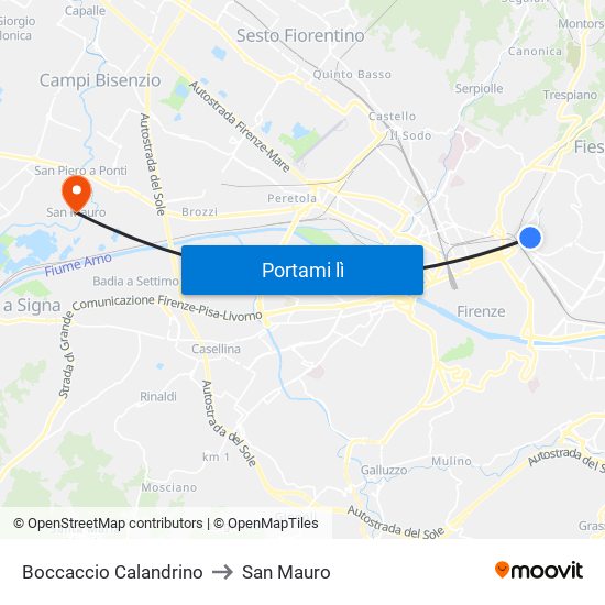 Boccaccio Calandrino to San Mauro map