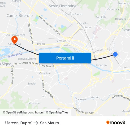 Marconi Dupre' to San Mauro map