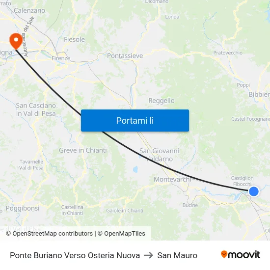 Ponte Buriano Verso Osteria Nuova to San Mauro map