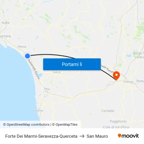 Forte Dei Marmi-Seravezza-Querceta to San Mauro map