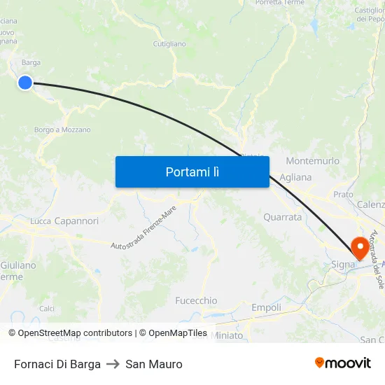 Fornaci Di Barga to San Mauro map