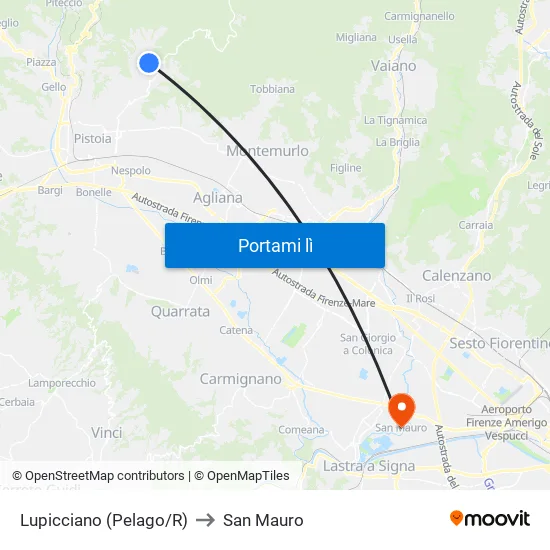 Lupicciano (Pelago/R) to San Mauro map